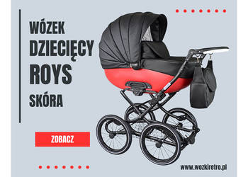 Wózek Dziecięcy Retro Roys Skóra zestaw 3w1 z fotelikiem