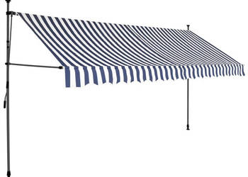 Ręcznie zwijana markiza z LED 350 cm niebiesko-biała WM-145846