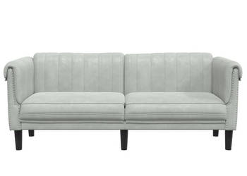 Sofa dwuosobowa jasnoszara aksamit WM-372575