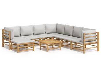 vidaXL 9-cz. zestaw mebli do ogrodu, jasnoszare poduszki(SKU:3155100)
