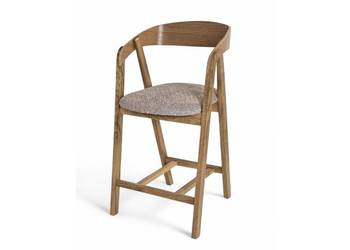 Stylowy hoker dębowy z podłokietnikami – Krzesło barowe z podłokietnikami C