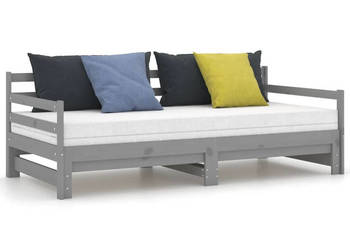 Łóżko wysuwane szare lite drewno sosnowe 2x(90x200) cm WM-806957