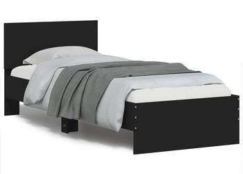 Rama łóżka z wezgłowiem czarna lite drewno 90x200 cm WM-838625