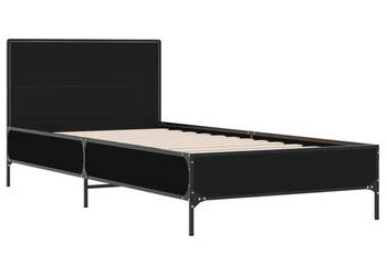 Rama łóżka czarna materiał drewnopochodny i metal 90x190 cm WM-845562