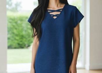 Sukienka damska elegancka litera A z kieszeniami r. 44 biust 108 cm