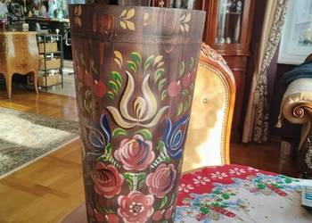 ręcznie malowany ceber parasolnik z drewna