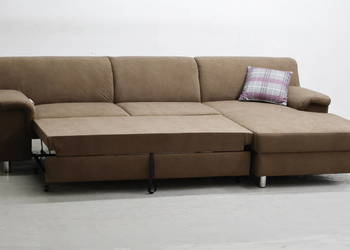 SEN Nowy narożnik z funkcją spania, rogówka KANAPa SOFA brązowa tkanina