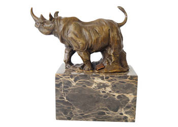 Figura z brązu rzeźba Nosorożec symbol mocy wytrwałości