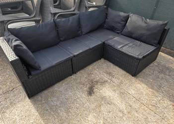 Narożnik do ogrodu vida black meble ogrodowe technorattan poduchy