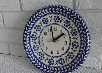 Bolesławiec Wiza ceramiczny zegar ścienny.
