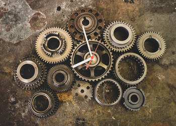 Zegar ścienny zębatki handmade industrialny loftowy
