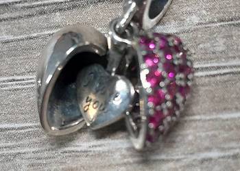 Pandora Charm Moments koralik zawieszka serce otwierane cyrkonie róż