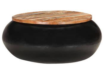 Stolik kawowy czarny 68 x 68 x 30 cm lite drewno z odzysku WM-323532