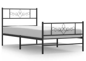 Łóżko Metalowe Czarne Rama Łóżka Ze Stelażem 75x190 cm WM-355275
