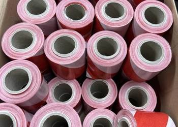 Taśma ostrzegawcza biało czerwona \70 mm długość 100 m\ 60 sztuk