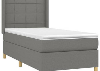 Łóżko kontynentalne z materacem ciemnoszara tkanina 90x200 cm WM-3138846