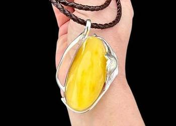 Wisior zawieszka srebro 925 bursztyn bałtycki unikat rękodzieło