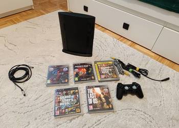 Sony PlayStation 3, CECH-4204A, 128GB SSD, pad, okablowanie,5 gier,PS3