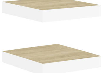 Półki ścienne 2 szt. dębowo-białe 23 x 235 x 38 cm MDF WM-326568