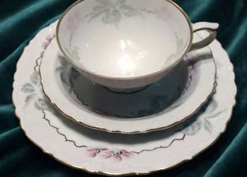 Stara secesyjna filiżanka ze spodkiem i talerzem deserowym