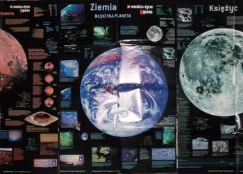 plakaty naukowe wiedza i życie retro, stare, ziemia, księżyc