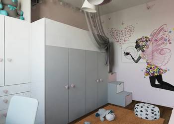 Łóżko piętrowe z szafą, meble dla dziecka, zaprojektowane przez architekta