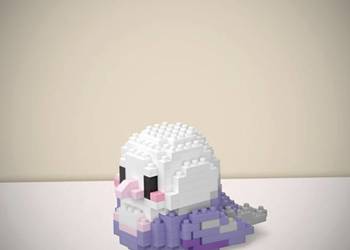 Nowy Zestaw Klocków Ptak Fioletowo Biała Papuga 232 Elementów w Pudełku