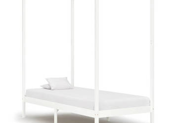 Rama łóżka z baldachimem biel lite drewno sosnowe 90x200 cm WM-283262