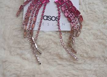 ASOS/ Długie, różowe, Bogato zdobione kolczyki/ NOWE