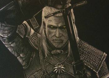 Ręcznie grawerowany w blasze Wiedźmin Geralt prezent