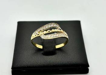 Nowy złoty pierścionek pr 585 1,80g (Rozmiar 22) Cyrkonia, Ocechowany