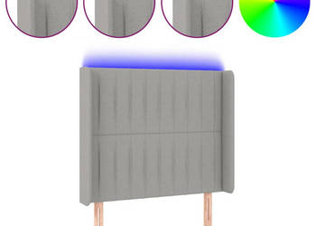 Zagłówek do łóżka z LED jasnoszary 83x16x118/128 cm tkanina WM-3124260