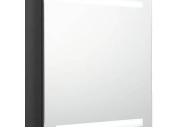 Szafka łazienkowa z lustrem i LED lśniąca czerń 50x14x60 cm WM-326481