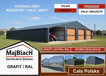 Bardzo Duży Dwuspadowy Garaż Blaszany Grafitowy  - Hala  - Maj-BlacH