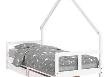 Rama łóżka dziecięcego z szufladami biała 80x200 cm sosnowa WM-834550