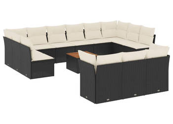 14-cz. zestaw wypoczynkowy do ogrodu poduszki czarny rattan PE WM-3256252