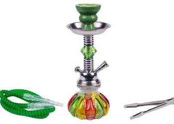 Wielokolorowa Fajka Wodna 26cm z Metalowym Korpusie i Szklanym Dzbanem