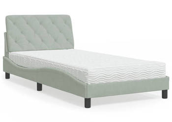 Łóżko z materacem jasnoszare aksamitne 100x200 cm WM-3208640