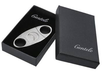 Srebrna Metalowa Obcinarka Do Cygara w Eleganckim Opakowaniu Prezentowym