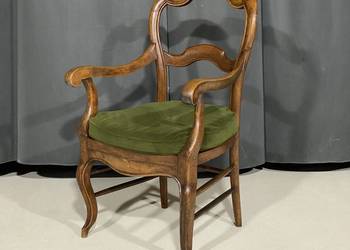 Fotel stylowy z rafią, orzech