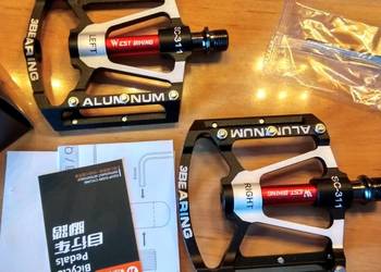 Pedały rowerowe platformowe na łożyskach maszynowych duże nowe lekkie,piny