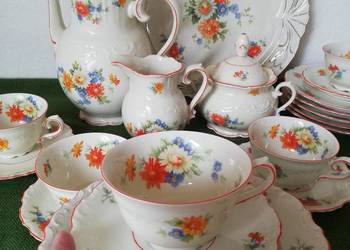 Antyk! Porcelana Schumann 6 osobowy zestaw w kwiaty