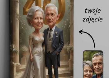Obraz Portret na płotnie karykatura na rocznicę ślubu ze zdjecia prezent