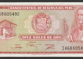 PERU 10 soles de oro 1976 - STAN BANKOWY UNC