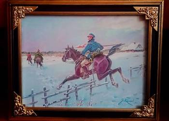 POGOŃ ZA WROGIEM - OLEJ, PŁÓTNO - J.KOSSAK