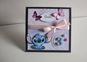Personalizowana kartka na urodziny ręcznie robiona Stich