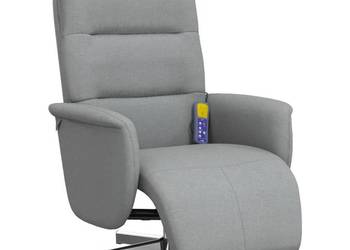 vidaXL Rozkładany fotel masujący z podnóżkiem, jasnoszary(SKU:356573)
