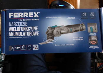 Nieużywane, wielofunkcyjne nrzędzie FERREX 12V Li-Ion z aku i kab. ład.