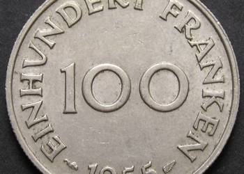 SAARA 100 FRANKÓW 1955 - STAN 1/2