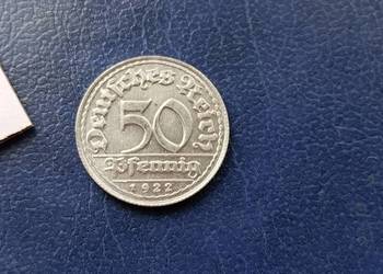 Stare monety 50 fenig 1922 D NIemcy Stare monety 50 fenig 1922 D NIemcy
